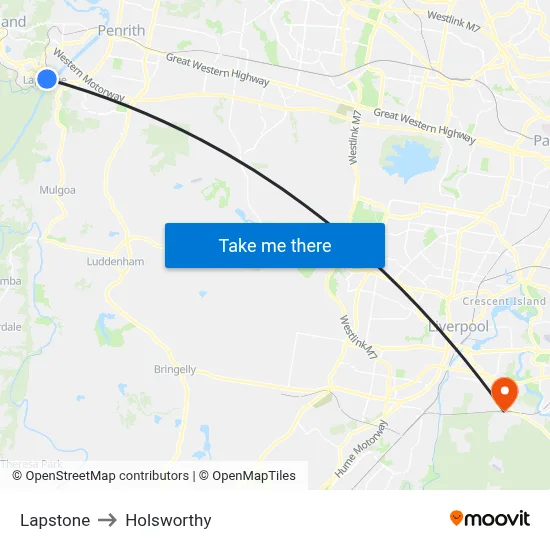 Lapstone to Holsworthy map