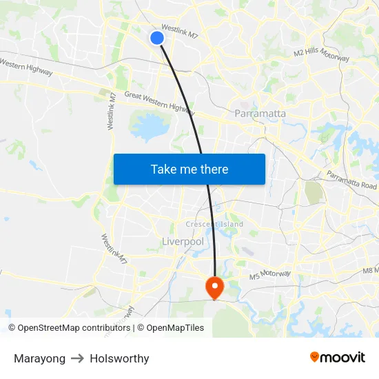 Marayong to Holsworthy map