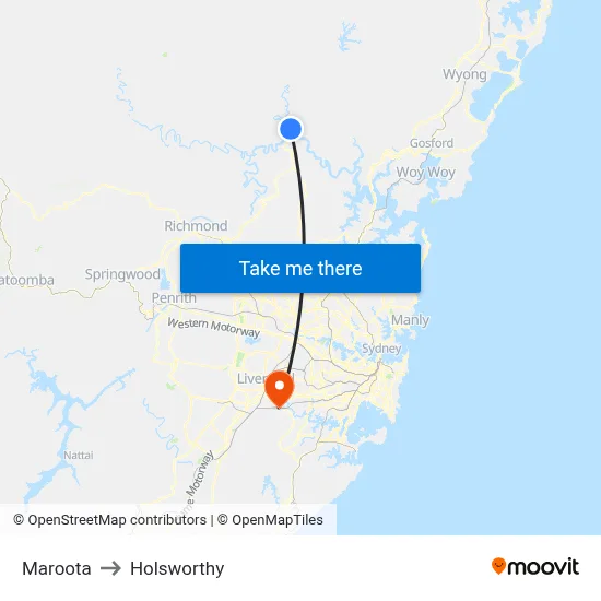 Maroota to Holsworthy map