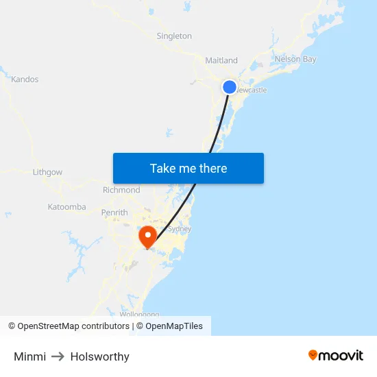 Minmi to Holsworthy map