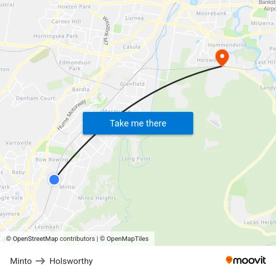 Minto to Holsworthy map