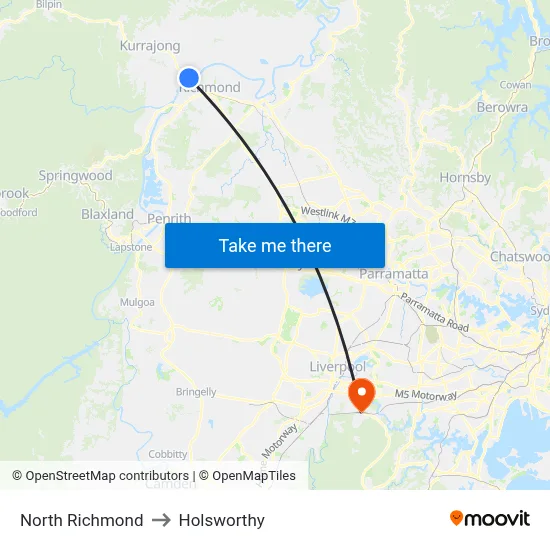 North Richmond to Holsworthy map