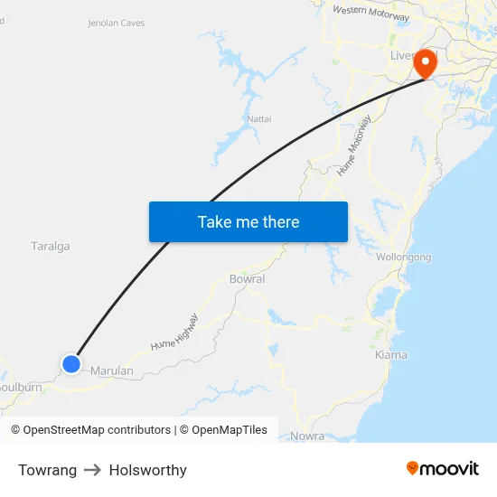 Towrang to Holsworthy map