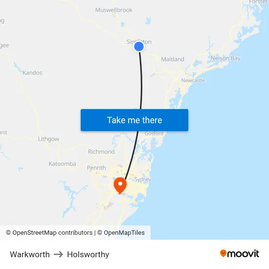 Warkworth to Holsworthy map