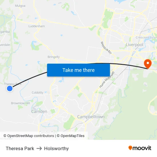 Theresa Park to Holsworthy map