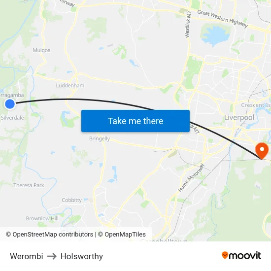 Werombi to Holsworthy map