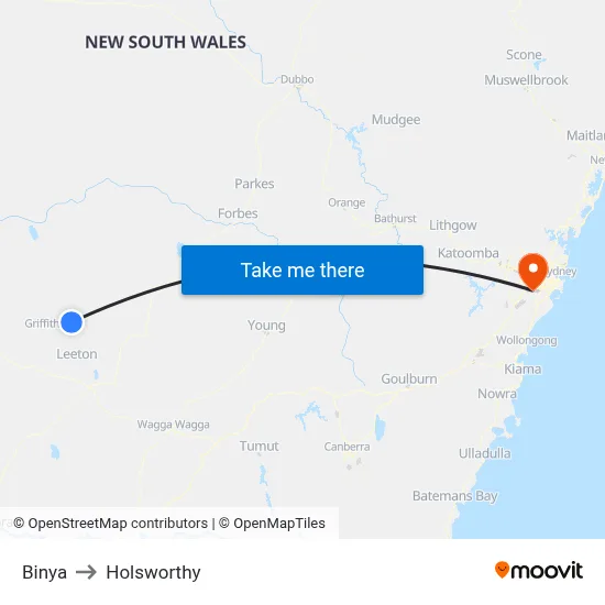 Binya to Holsworthy map
