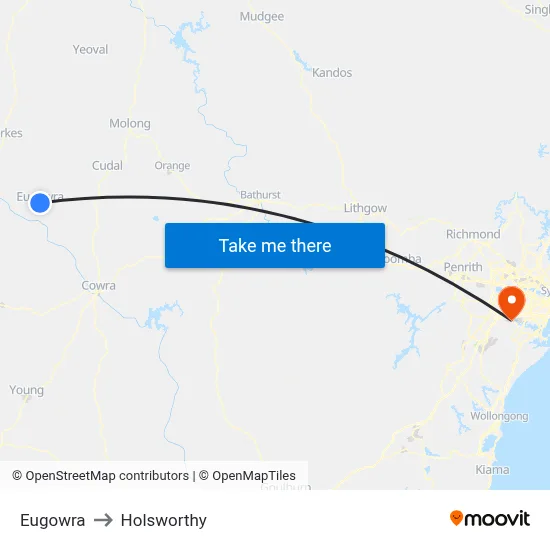 Eugowra to Holsworthy map
