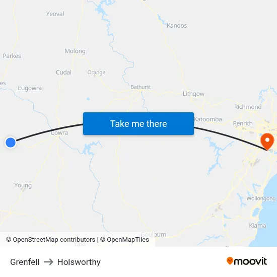 Grenfell to Holsworthy map