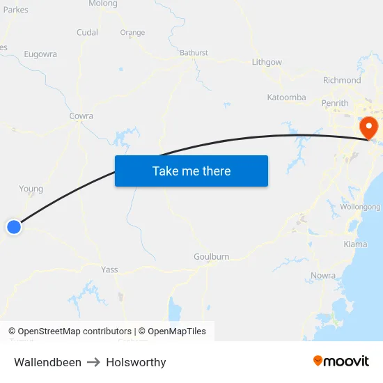 Wallendbeen to Holsworthy map