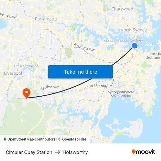 Circular Quay Station to Holsworthy map