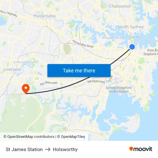 St James Station to Holsworthy map