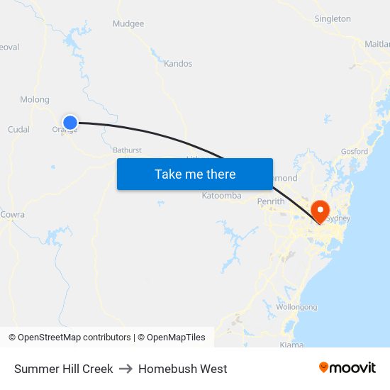 Summer Hill Creek to Homebush West map