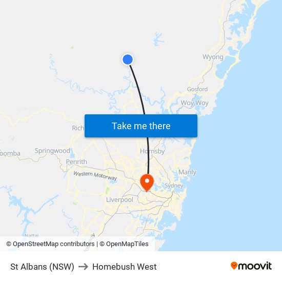 St Albans (NSW) to Homebush West map