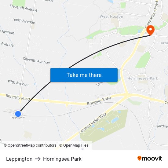 Leppington to Horningsea Park map