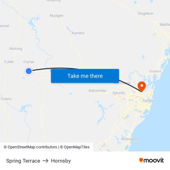 Spring Terrace to Hornsby map