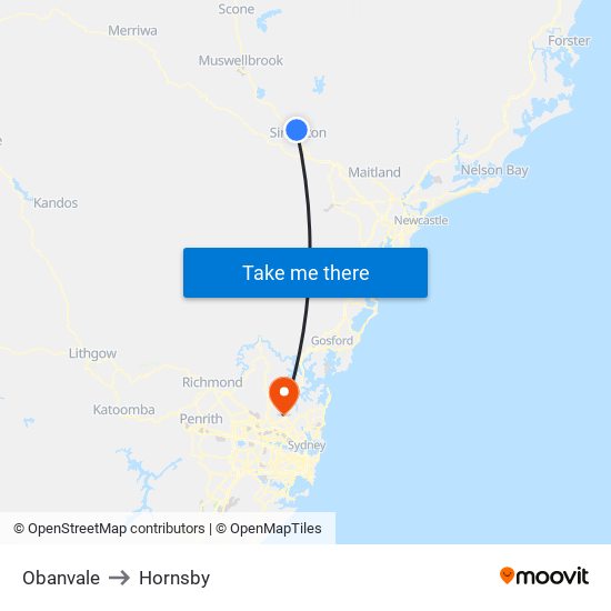 Obanvale to Hornsby map