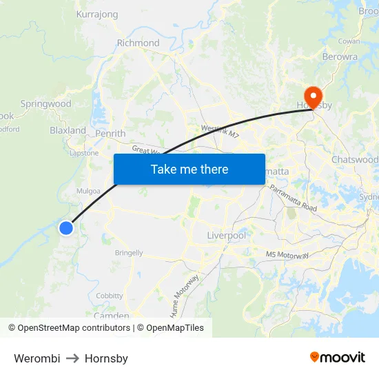 Werombi to Hornsby map