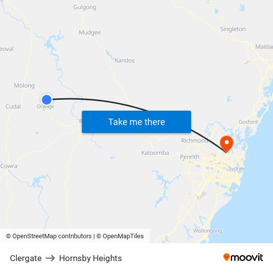 Clergate to Hornsby Heights map