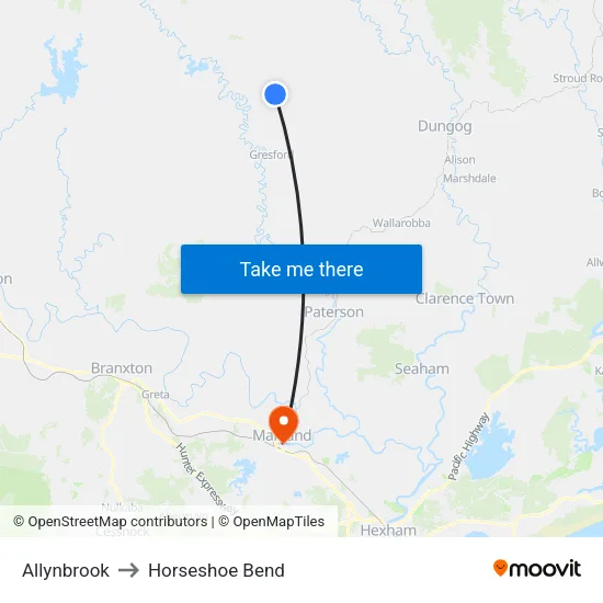 Allynbrook to Horseshoe Bend map