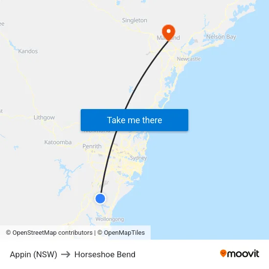 Appin (NSW) to Horseshoe Bend map