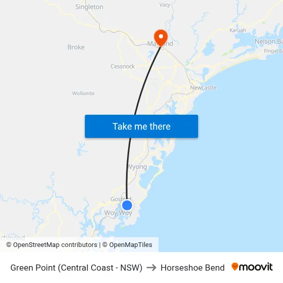 Green Point (Central Coast - NSW) to Horseshoe Bend map