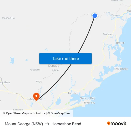 Mount George (NSW) to Horseshoe Bend map