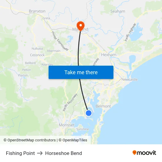 Fishing Point to Horseshoe Bend map