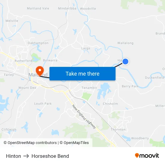 Hinton to Horseshoe Bend map
