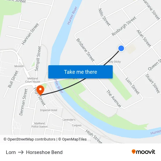 Lorn to Horseshoe Bend map