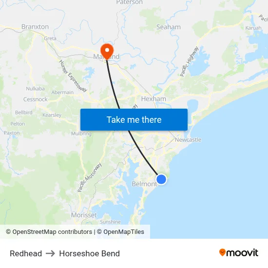 Redhead to Horseshoe Bend map