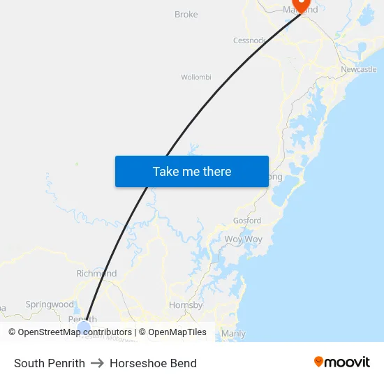 South Penrith to Horseshoe Bend map