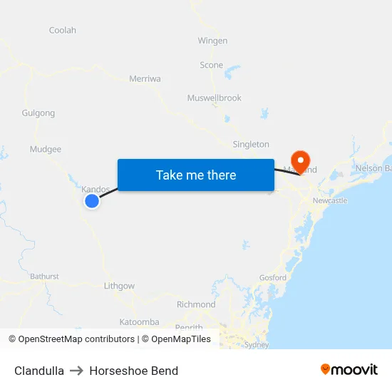 Clandulla to Horseshoe Bend map