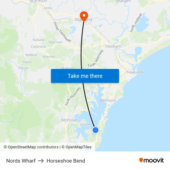Nords Wharf to Horseshoe Bend map