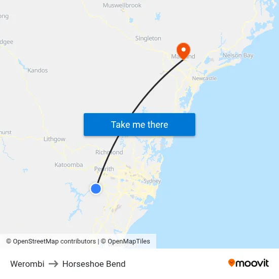Werombi to Horseshoe Bend map