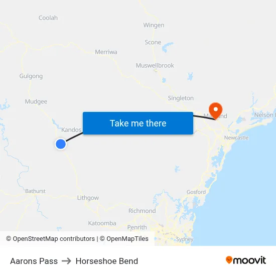 Aarons Pass to Horseshoe Bend map