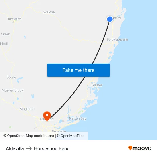 Aldavilla to Horseshoe Bend map