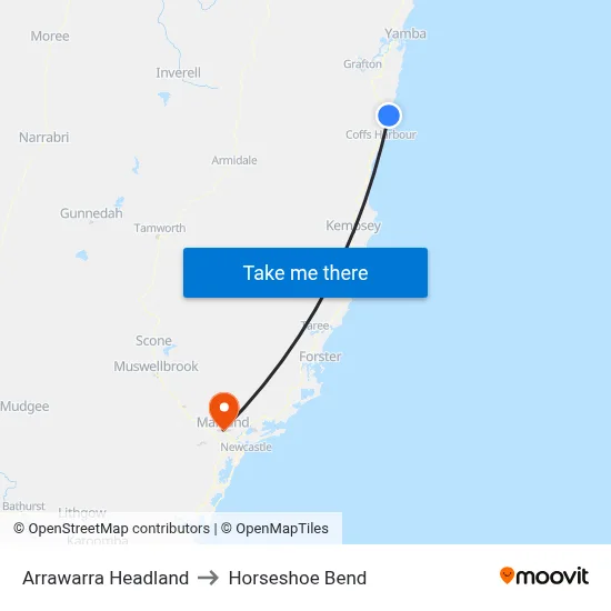 Arrawarra Headland to Horseshoe Bend map