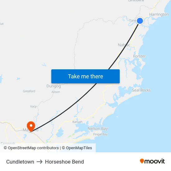 Cundletown to Horseshoe Bend map