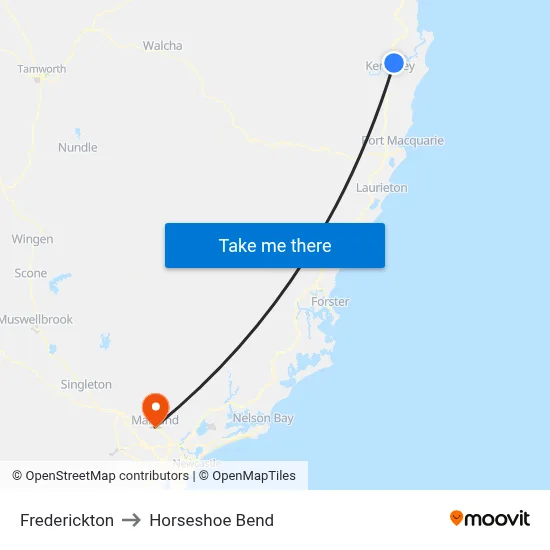 Frederickton to Horseshoe Bend map