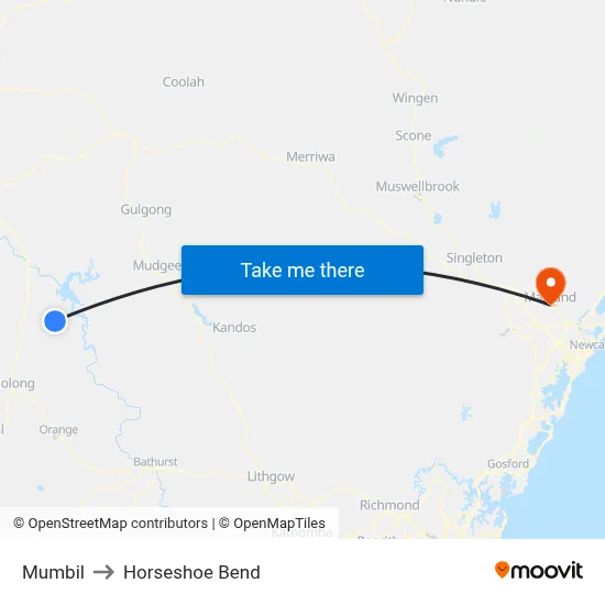 Mumbil to Horseshoe Bend map