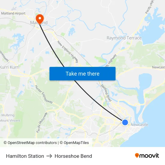 Hamilton Station to Horseshoe Bend map