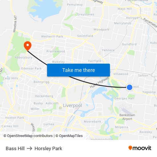 Bass Hill to Horsley Park map