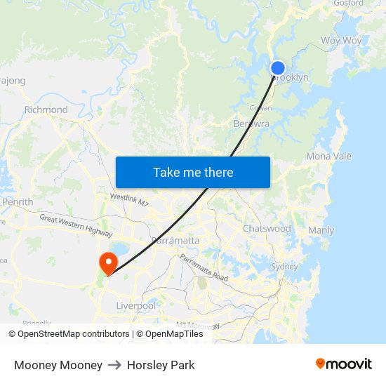 Mooney Mooney to Horsley Park map