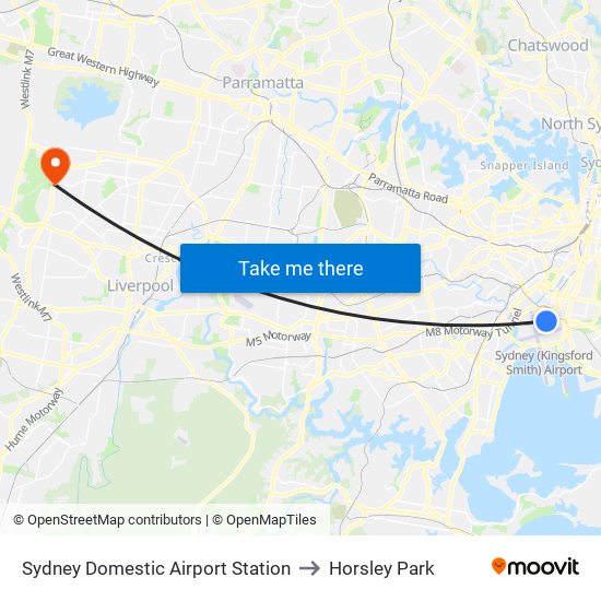 Sydney Domestic Airport Station to Horsley Park map