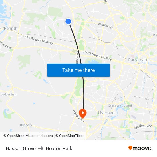 Hassall Grove to Hoxton Park map