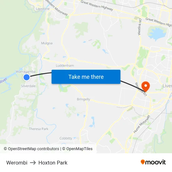 Werombi to Hoxton Park map