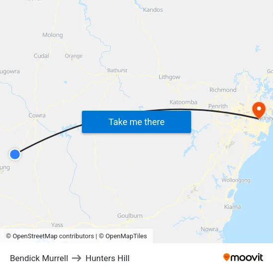 Bendick Murrell to Hunters Hill map