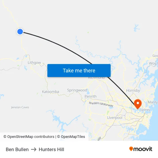 Ben Bullen to Hunters Hill map