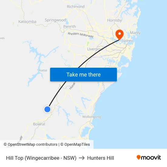 Hill Top (Wingecarribee - NSW) to Hunters Hill map